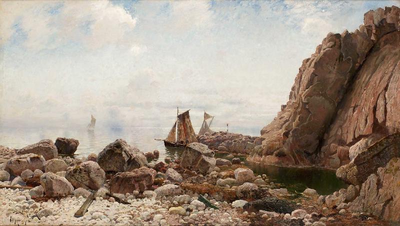 Justus van Egmont Segelskutor for ankar vid klippvagg china oil painting image